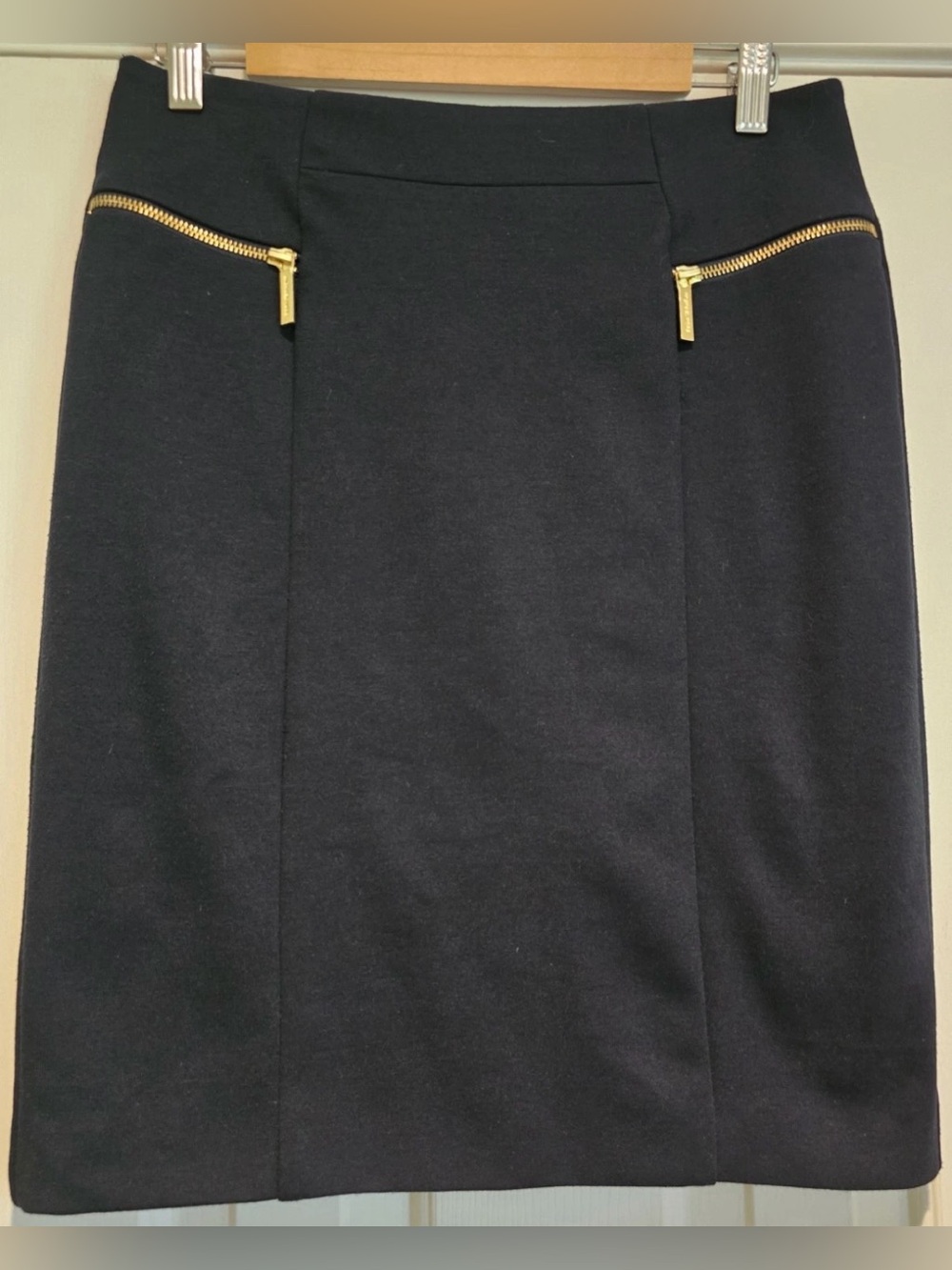 Michael Kors Black and Gold Knee-Length Pencil Skirt